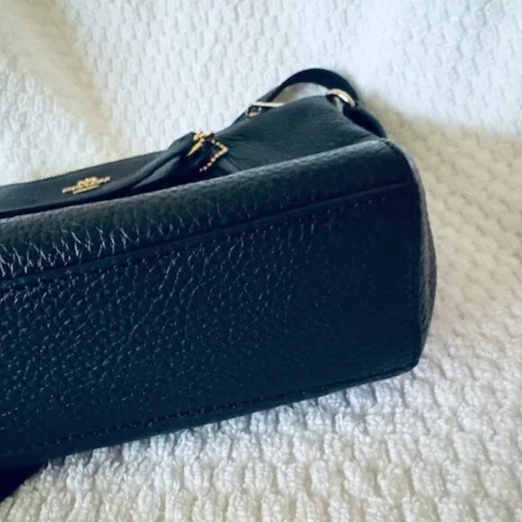 Coach Kelsey Satchel Black Pebbled Leather Gold HW NWOT Pristine w Strap - Picture 6 of 9